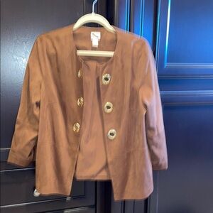 Chico's Tan Blazer with Gold Detail Grommets